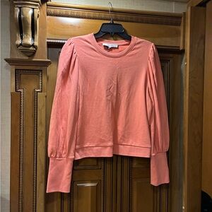 Joe's Jeans Lonny Puff Sleeve Sweatshirt in Coral Size Large